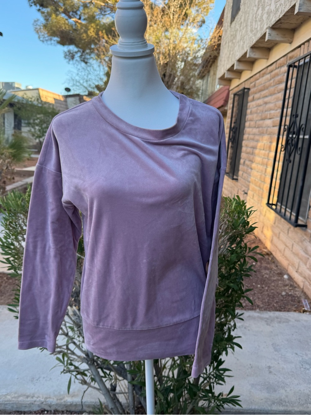 Velvet Crewneck Sweatshirt in Lavender
